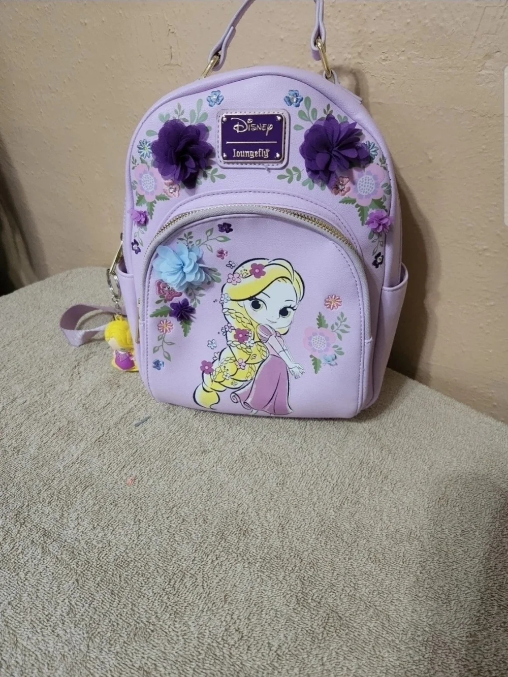 Loungefly Kids Lavender Rapunzel Floral Mini Backpack with Charm